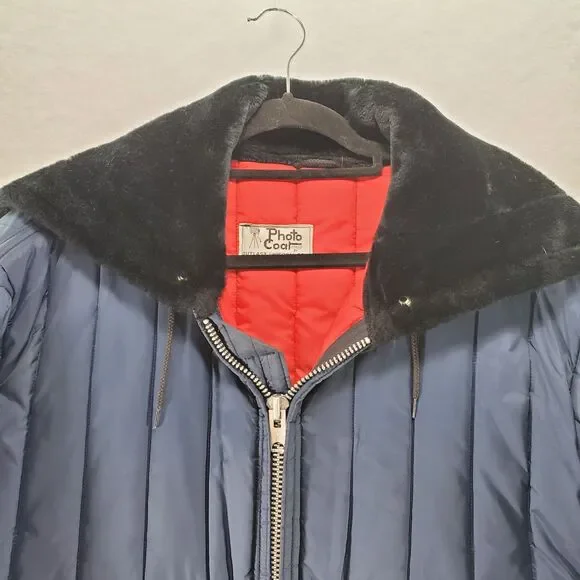 XL Vintage Photo Coat HUGE Interior Pockets Camera Gear Jacket Quilted Long - Picture 3 of 13